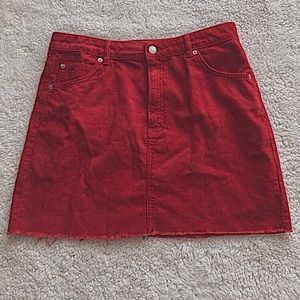 Topshop Corduroy Skirt (Red).
